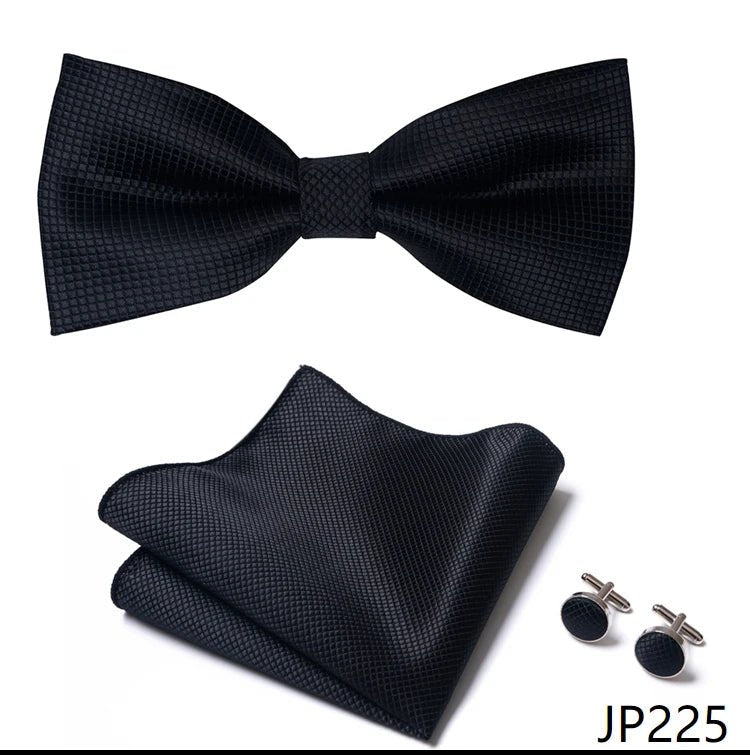 Slim Tie Set Men Bow Tie And Pocket Square Bowtie Necktie Cravate Handkerchief Man Corbatas Hombre Pajarita Fit Wedding - Luzilly Bridal & Apparel