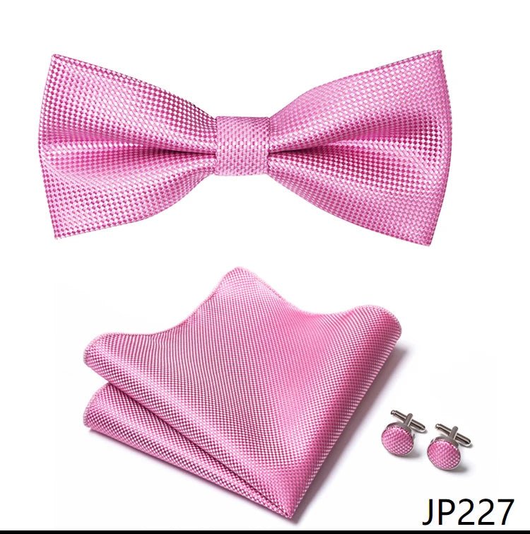 Slim Tie Set Men Bow Tie And Pocket Square Bowtie Necktie Cravate Handkerchief Man Corbatas Hombre Pajarita Fit Wedding - Luzilly Bridal & Apparel