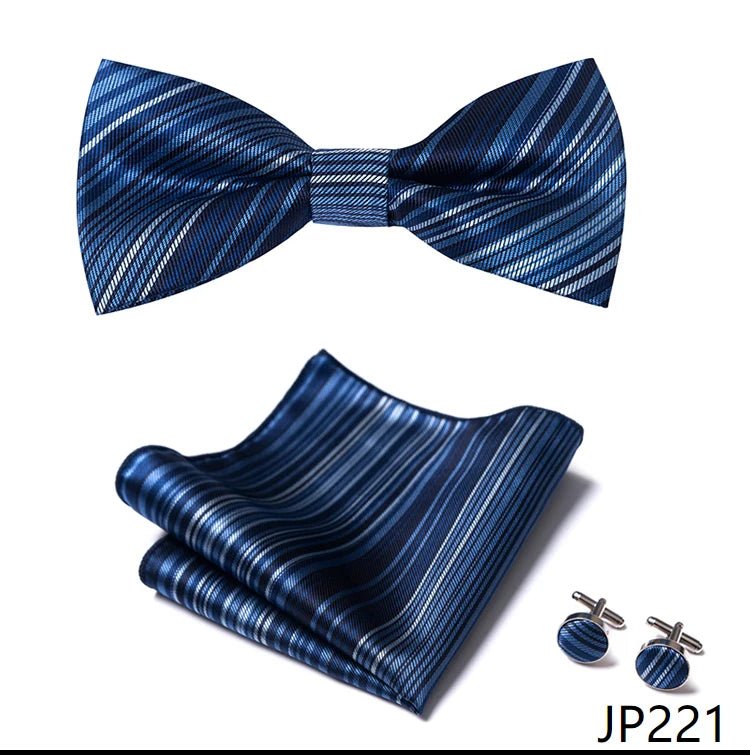 Slim Tie Set Men Bow Tie And Pocket Square Bowtie Necktie Cravate Handkerchief Man Corbatas Hombre Pajarita Fit Wedding - Luzilly Bridal & Apparel