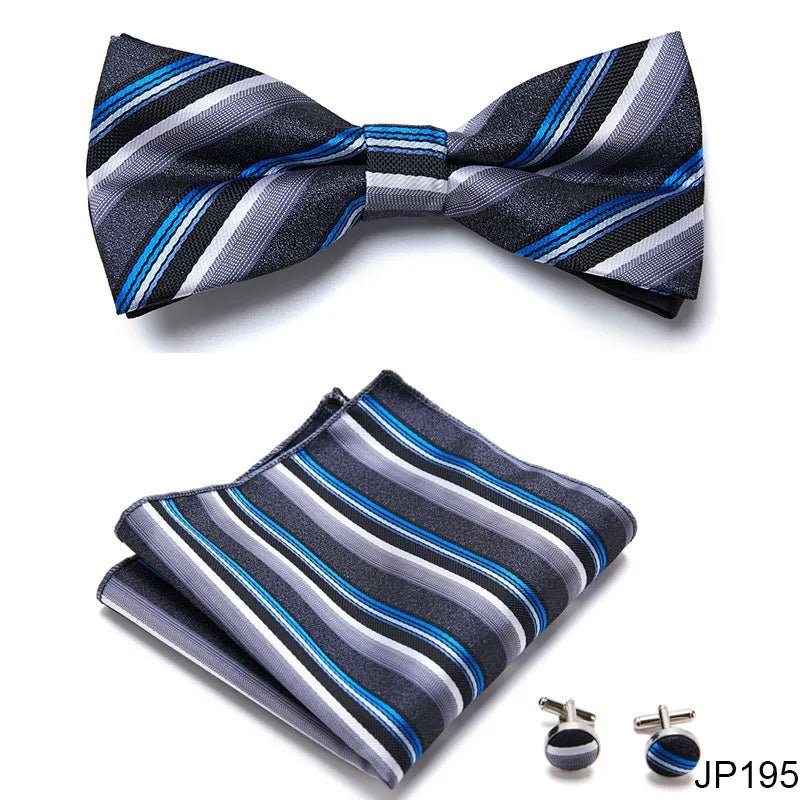Slim Tie Set Men Bow Tie And Pocket Square Bowtie Necktie Cravate Handkerchief Man Corbatas Hombre Pajarita Fit Wedding - Luzilly Bridal & Apparel