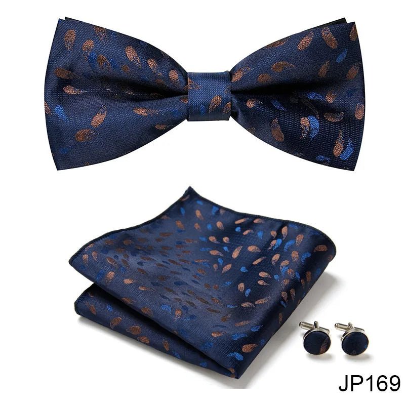 Slim Tie Set Men Bow Tie And Pocket Square Bowtie Necktie Cravate Handkerchief Man Corbatas Hombre Pajarita Fit Wedding - Luzilly Bridal & Apparel