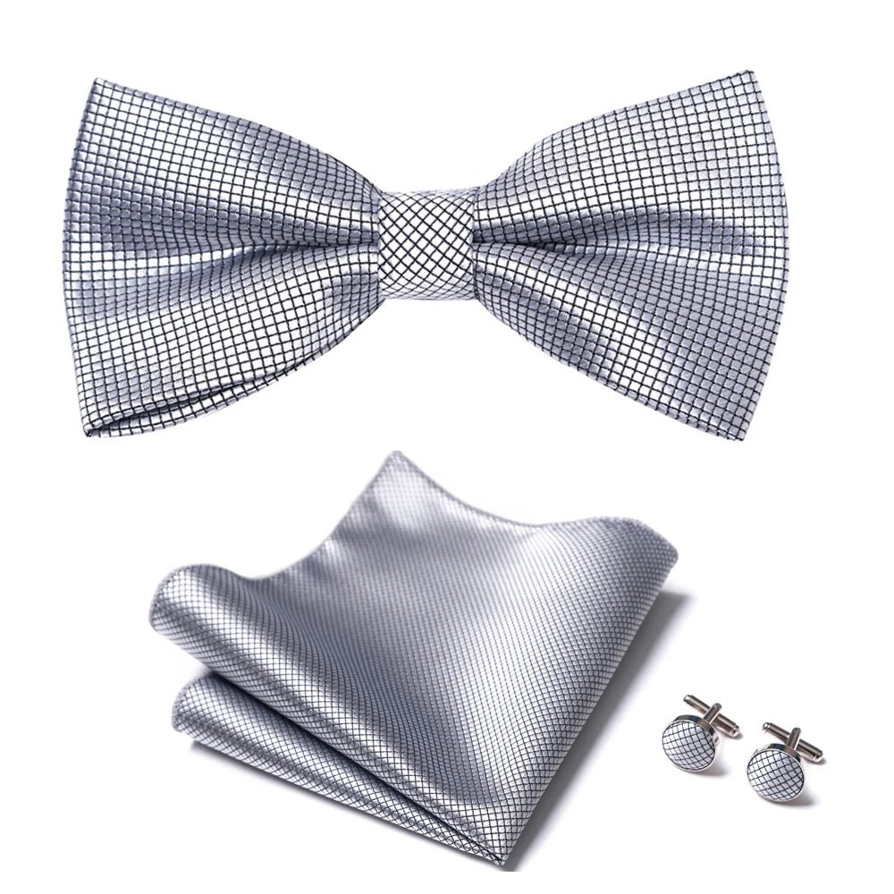 Slim Tie Set Men Bow Tie And Pocket Square Bowtie Necktie Cravate Handkerchief Man Corbatas Hombre Pajarita Fit Wedding - Luzilly Bridal & Apparel