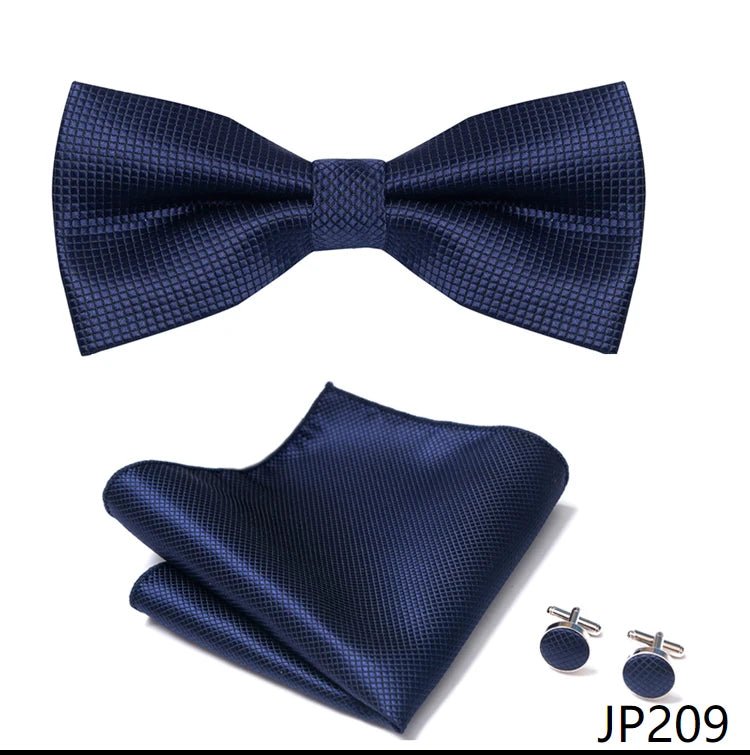 Slim Tie Set Men Bow Tie And Pocket Square Bowtie Necktie Cravate Handkerchief Man Corbatas Hombre Pajarita Fit Wedding - Luzilly Bridal & Apparel