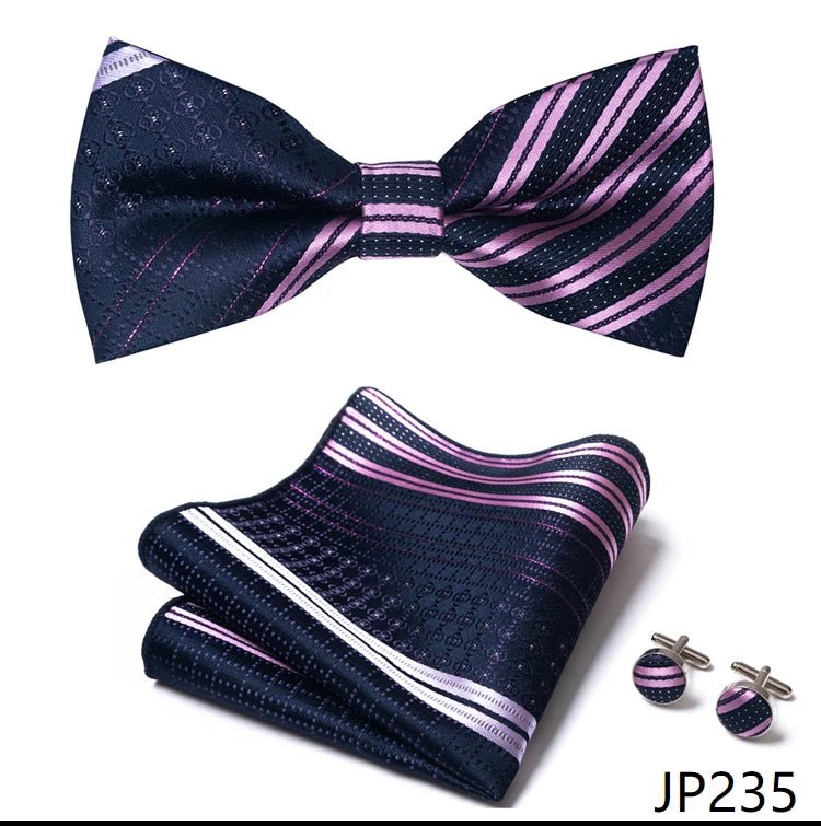 Slim Tie Set Men Bow Tie And Pocket Square Bowtie Necktie Cravate Handkerchief Man Corbatas Hombre Pajarita Fit Wedding - Luzilly Bridal & Apparel