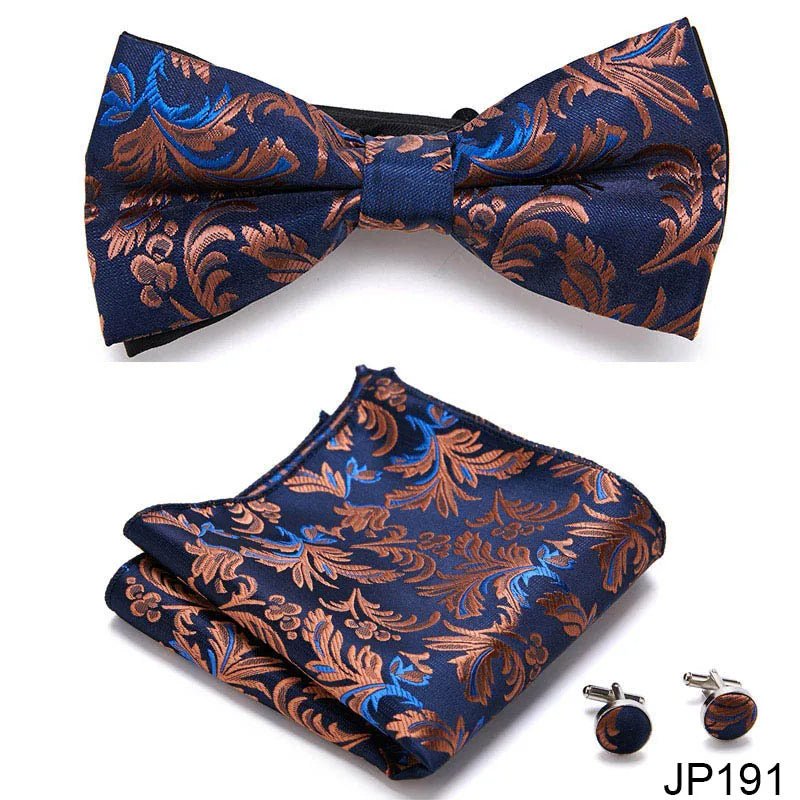 Slim Tie Set Men Bow Tie And Pocket Square Bowtie Necktie Cravate Handkerchief Man Corbatas Hombre Pajarita Fit Wedding - Luzilly Bridal & Apparel