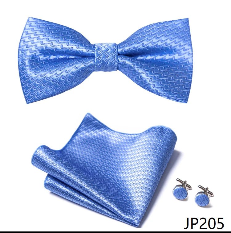 Slim Tie Set Men Bow Tie And Pocket Square Bowtie Necktie Cravate Handkerchief Man Corbatas Hombre Pajarita Fit Wedding - Luzilly Bridal & Apparel