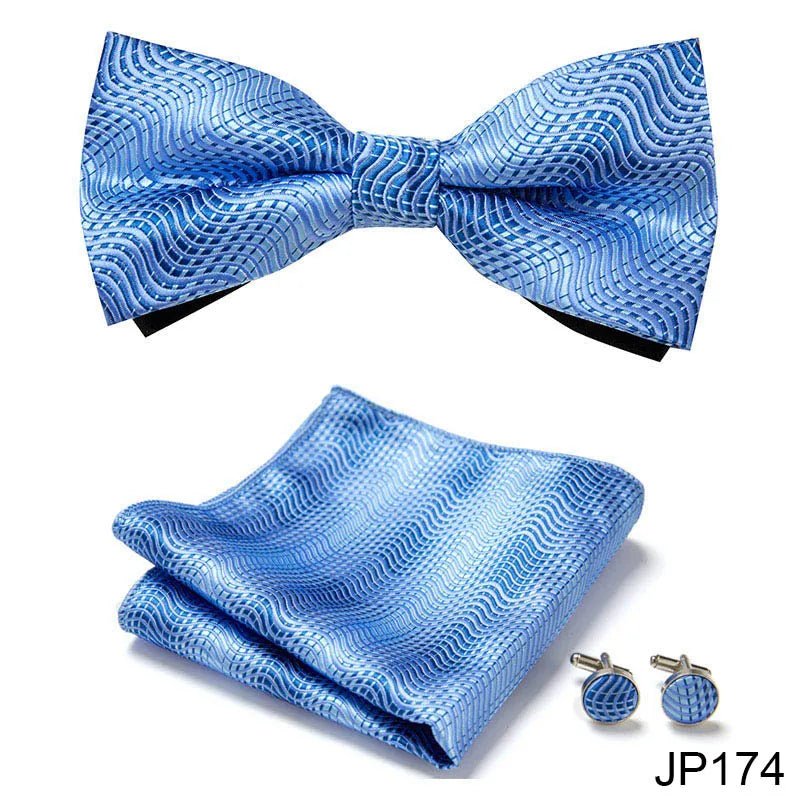 Slim Tie Set Men Bow Tie And Pocket Square Bowtie Necktie Cravate Handkerchief Man Corbatas Hombre Pajarita Fit Wedding - Luzilly Bridal & Apparel