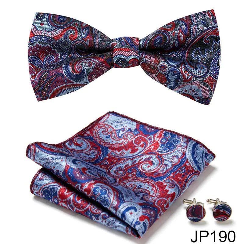 Slim Tie Set Men Bow Tie And Pocket Square Bowtie Necktie Cravate Handkerchief Man Corbatas Hombre Pajarita Fit Wedding - Luzilly Bridal & Apparel
