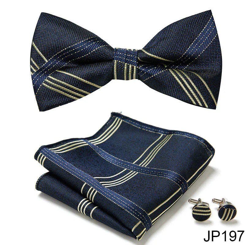 Slim Tie Set Men Bow Tie And Pocket Square Bowtie Necktie Cravate Handkerchief Man Corbatas Hombre Pajarita Fit Wedding - Luzilly Bridal & Apparel