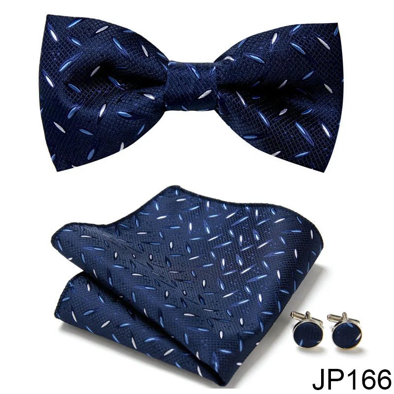 Slim Tie Set Men Bow Tie And Pocket Square Bowtie Necktie Cravate Handkerchief Man Corbatas Hombre Pajarita Fit Wedding - Luzilly Bridal & Apparel