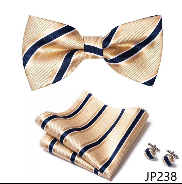 Slim Tie Set Men Bow Tie And Pocket Square Bowtie Necktie Cravate Handkerchief Man Corbatas Hombre Pajarita Fit Wedding - Luzilly Bridal & Apparel