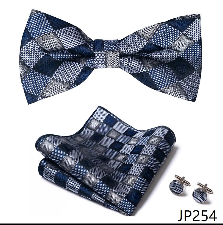 Slim Tie Set Men Bow Tie And Pocket Square Bowtie Necktie Cravate Handkerchief Man Corbatas Hombre Pajarita Fit Wedding - Luzilly Bridal & Apparel