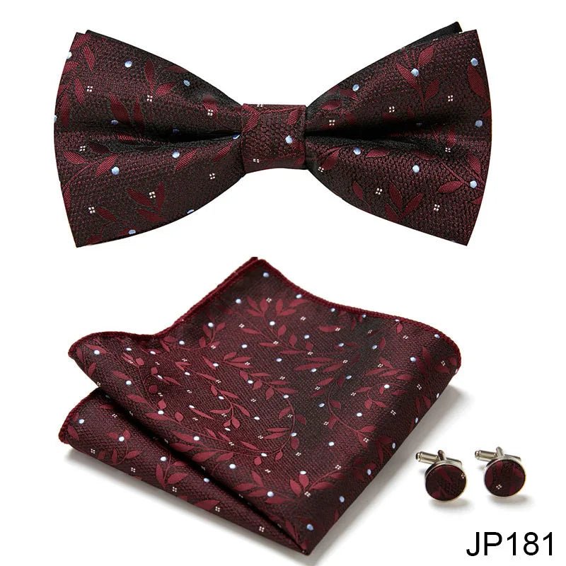 Slim Tie Set Men Bow Tie And Pocket Square Bowtie Necktie Cravate Handkerchief Man Corbatas Hombre Pajarita Fit Wedding - Luzilly Bridal & Apparel
