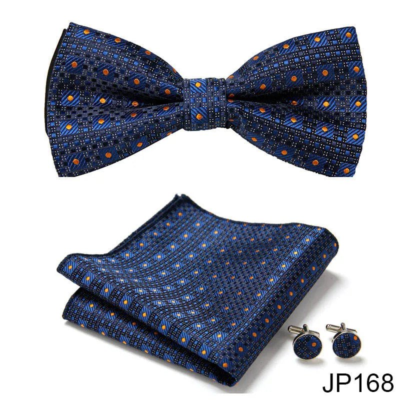 Slim Tie Set Men Bow Tie And Pocket Square Bowtie Necktie Cravate Handkerchief Man Corbatas Hombre Pajarita Fit Wedding - Luzilly Bridal & Apparel