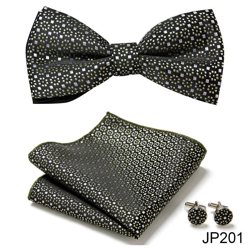 Slim Tie Set Men Bow Tie And Pocket Square Bowtie Necktie Cravate Handkerchief Man Corbatas Hombre Pajarita Fit Wedding - Luzilly Bridal & Apparel