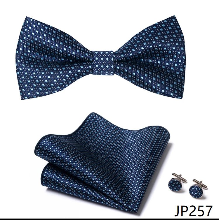 Slim Tie Set Men Bow Tie And Pocket Square Bowtie Necktie Cravate Handkerchief Man Corbatas Hombre Pajarita Fit Wedding - Luzilly Bridal & Apparel