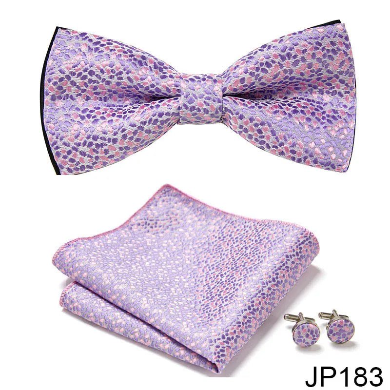 Slim Tie Set Men Bow Tie And Pocket Square Bowtie Necktie Cravate Handkerchief Man Corbatas Hombre Pajarita Fit Wedding - Luzilly Bridal & Apparel