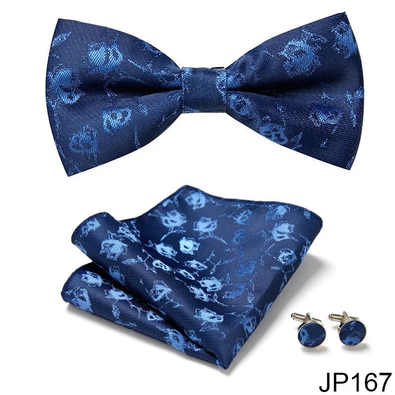 Slim Tie Set Men Bow Tie And Pocket Square Bowtie Necktie Cravate Handkerchief Man Corbatas Hombre Pajarita Fit Wedding - Luzilly Bridal & Apparel