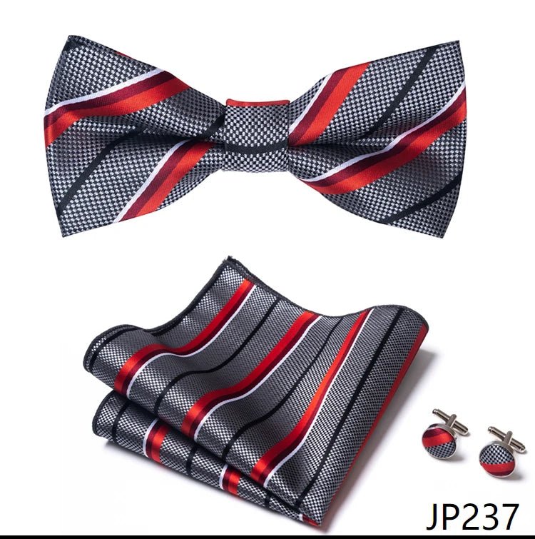 Slim Tie Set Men Bow Tie And Pocket Square Bowtie Necktie Cravate Handkerchief Man Corbatas Hombre Pajarita Fit Wedding - Luzilly Bridal & Apparel