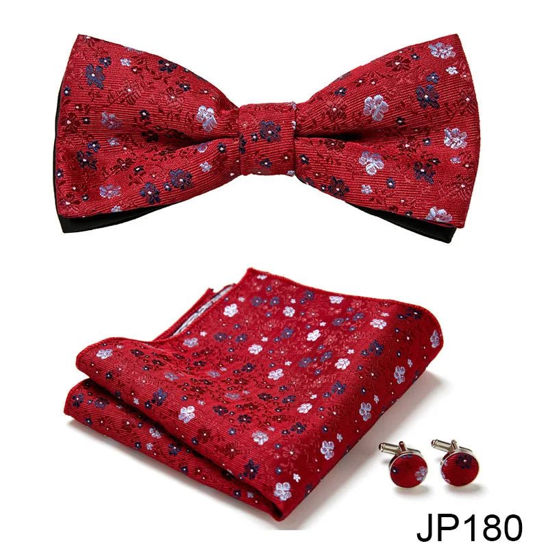 Slim Tie Set Men Bow Tie And Pocket Square Bowtie Necktie Cravate Handkerchief Man Corbatas Hombre Pajarita Fit Wedding - Luzilly Bridal & Apparel