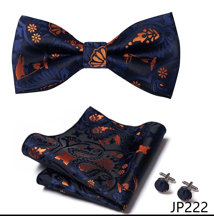 Slim Tie Set Men Bow Tie And Pocket Square Bowtie Necktie Cravate Handkerchief Man Corbatas Hombre Pajarita Fit Wedding - Luzilly Bridal & Apparel
