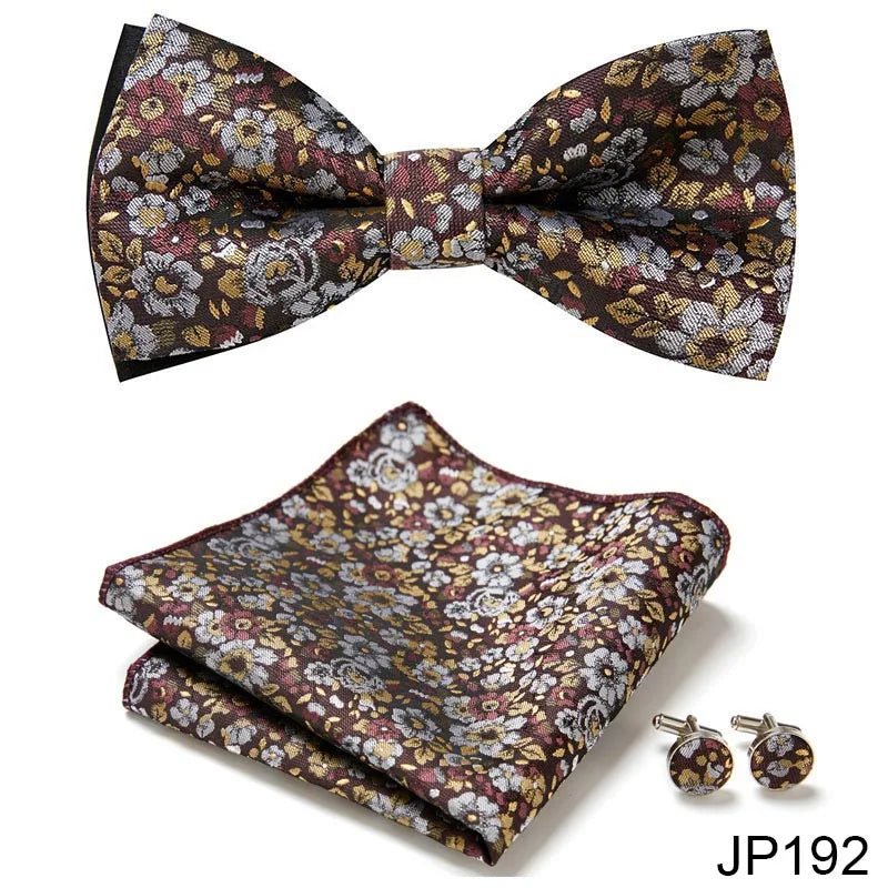 Slim Tie Set Men Bow Tie And Pocket Square Bowtie Necktie Cravate Handkerchief Man Corbatas Hombre Pajarita Fit Wedding - Luzilly Bridal & Apparel