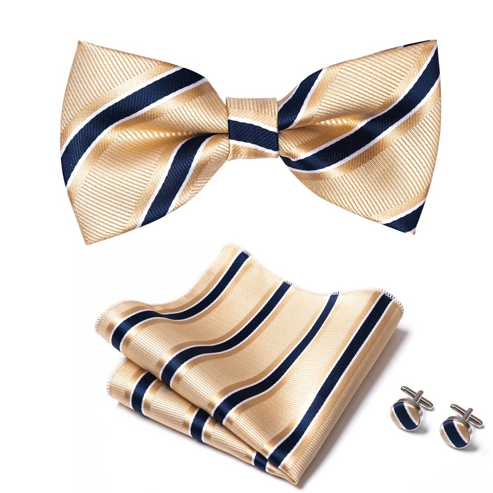 Slim Tie Set Men Bow Tie And Pocket Square Bowtie Necktie Cravate Handkerchief Man Corbatas Hombre Pajarita Fit Wedding - Luzilly Bridal & Apparel