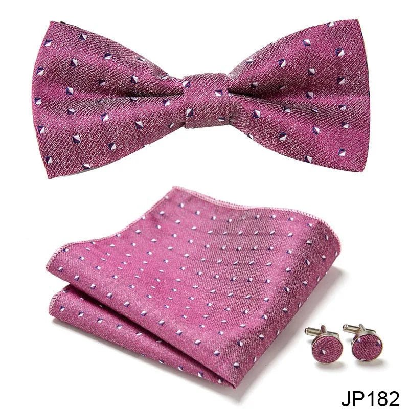 Slim Tie Set Men Bow Tie And Pocket Square Bowtie Necktie Cravate Handkerchief Man Corbatas Hombre Pajarita Fit Wedding - Luzilly Bridal & Apparel