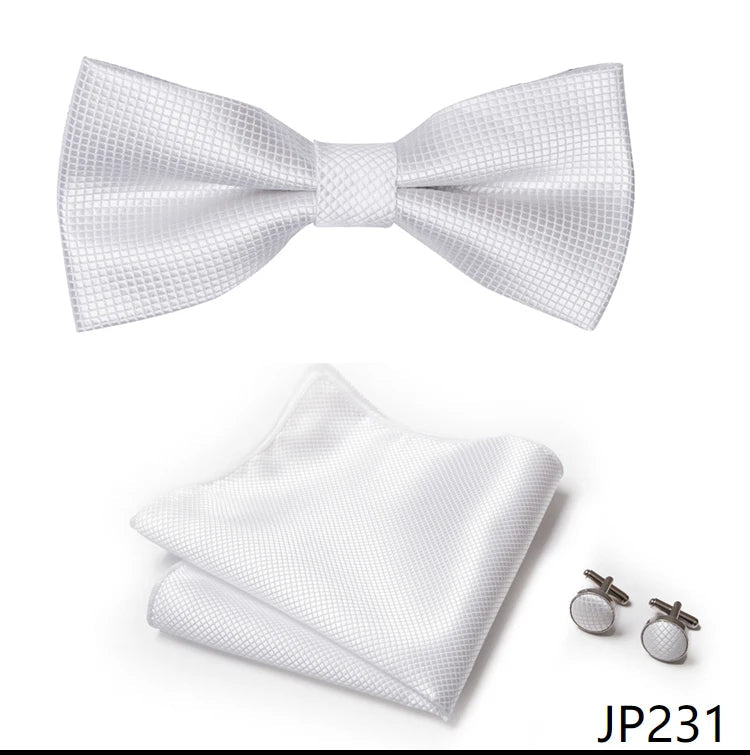 Slim Tie Set Men Bow Tie And Pocket Square Bowtie Necktie Cravate Handkerchief Man Corbatas Hombre Pajarita Fit Wedding - Luzilly Bridal & Apparel