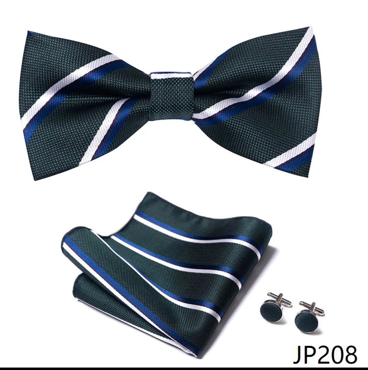 Slim Tie Set Men Bow Tie And Pocket Square Bowtie Necktie Cravate Handkerchief Man Corbatas Hombre Pajarita Fit Wedding - Luzilly Bridal & Apparel