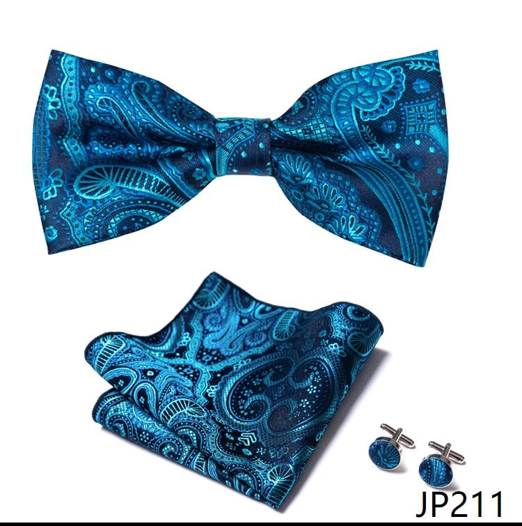 Slim Tie Set Men Bow Tie And Pocket Square Bowtie Necktie Cravate Handkerchief Man Corbatas Hombre Pajarita Fit Wedding - Luzilly Bridal & Apparel