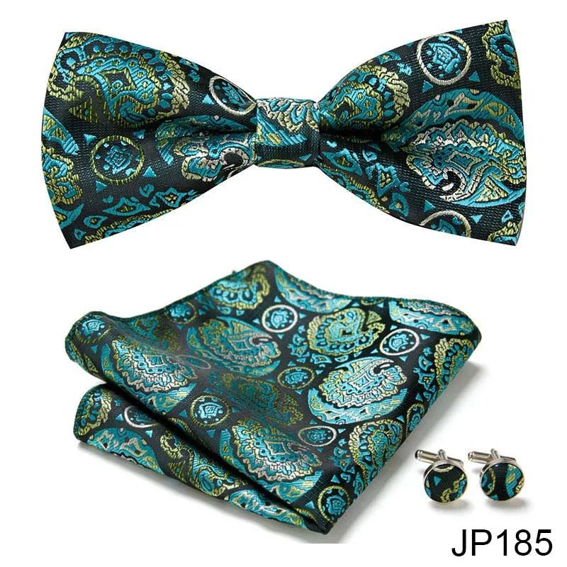 Slim Tie Set Men Bow Tie And Pocket Square Bowtie Necktie Cravate Handkerchief Man Corbatas Hombre Pajarita Fit Wedding - Luzilly Bridal & Apparel