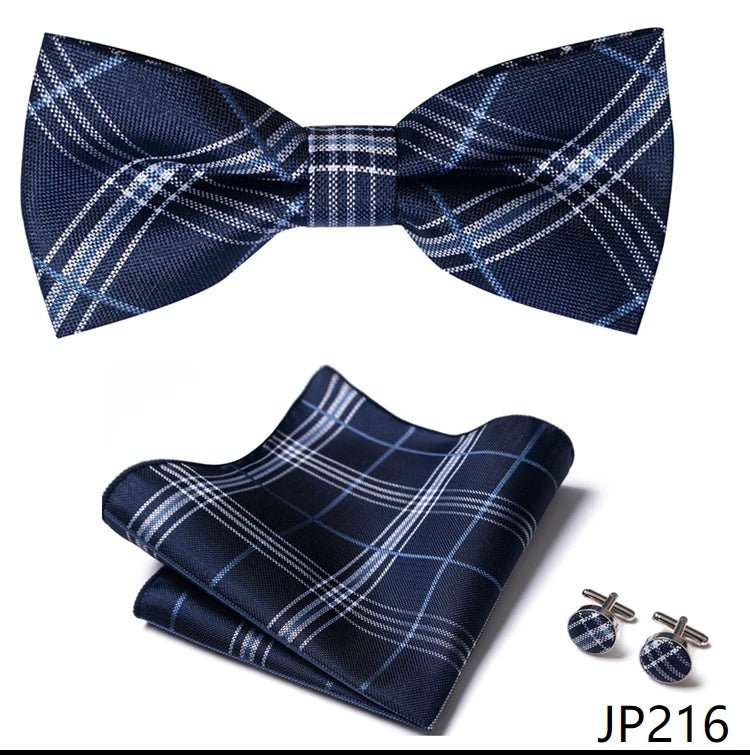 Slim Tie Set Men Bow Tie And Pocket Square Bowtie Necktie Cravate Handkerchief Man Corbatas Hombre Pajarita Fit Wedding - Luzilly Bridal & Apparel
