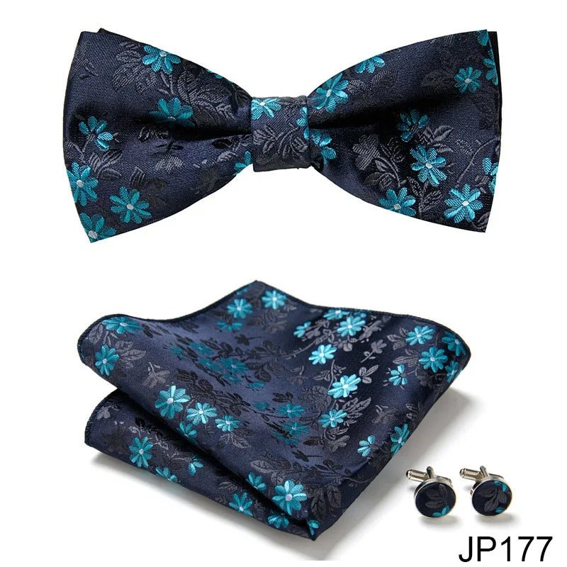 Slim Tie Set Men Bow Tie And Pocket Square Bowtie Necktie Cravate Handkerchief Man Corbatas Hombre Pajarita Fit Wedding - Luzilly Bridal & Apparel