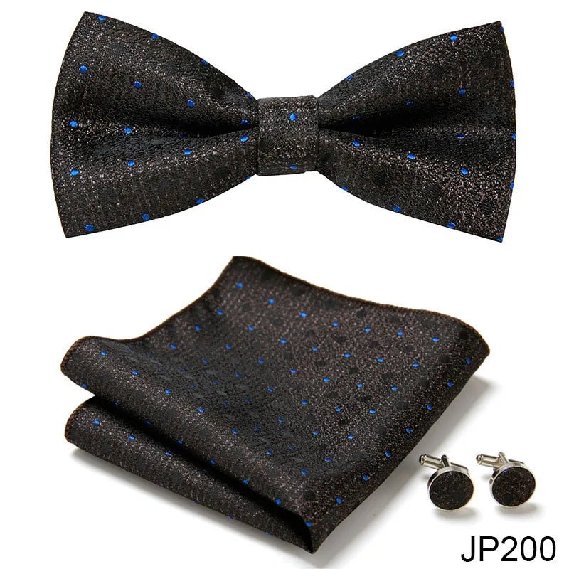 Slim Tie Set Men Bow Tie And Pocket Square Bowtie Necktie Cravate Handkerchief Man Corbatas Hombre Pajarita Fit Wedding - Luzilly Bridal & Apparel