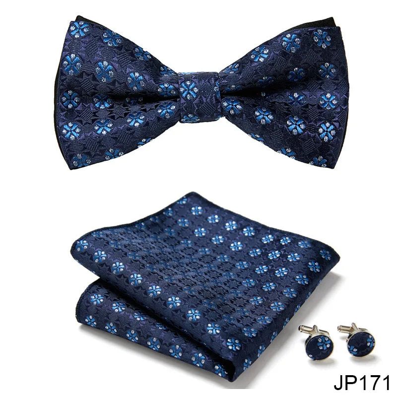 Slim Tie Set Men Bow Tie And Pocket Square Bowtie Necktie Cravate Handkerchief Man Corbatas Hombre Pajarita Fit Wedding - Luzilly Bridal & Apparel