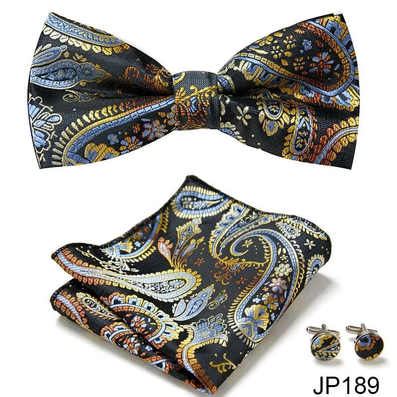 Slim Tie Set Men Bow Tie And Pocket Square Bowtie Necktie Cravate Handkerchief Man Corbatas Hombre Pajarita Fit Wedding - Luzilly Bridal & Apparel
