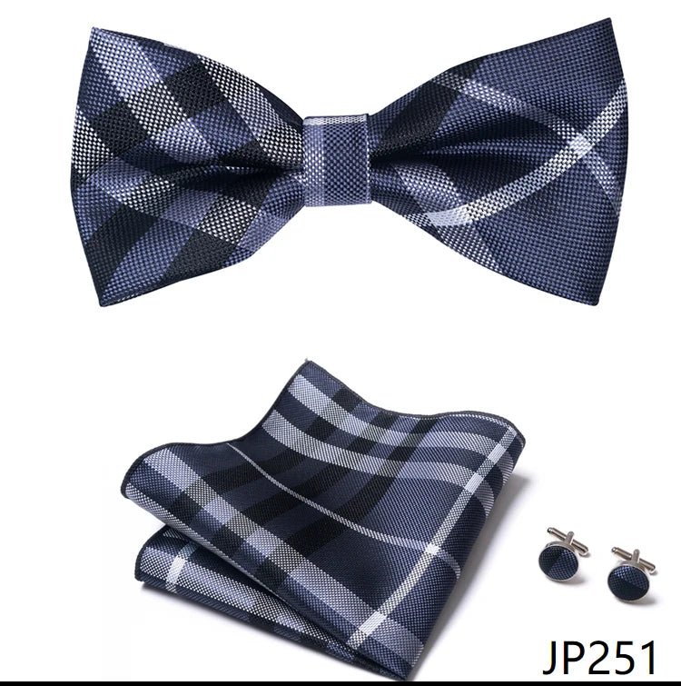 Slim Tie Set Men Bow Tie And Pocket Square Bowtie Necktie Cravate Handkerchief Man Corbatas Hombre Pajarita Fit Wedding - Luzilly Bridal & Apparel