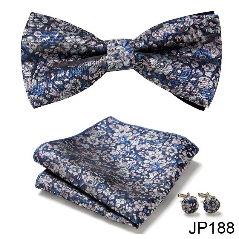 Slim Tie Set Men Bow Tie And Pocket Square Bowtie Necktie Cravate Handkerchief Man Corbatas Hombre Pajarita Fit Wedding - Luzilly Bridal & Apparel