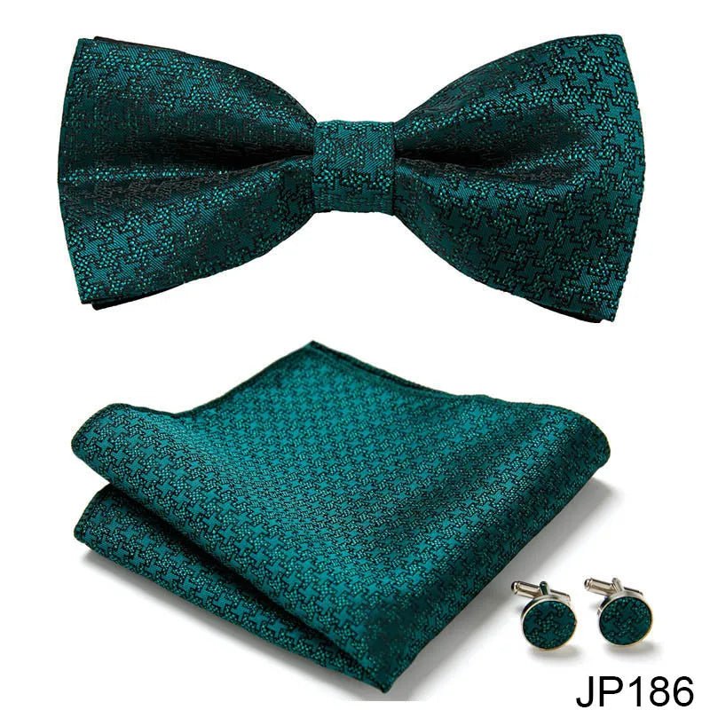 Slim Tie Set Men Bow Tie And Pocket Square Bowtie Necktie Cravate Handkerchief Man Corbatas Hombre Pajarita Fit Wedding - Luzilly Bridal & Apparel