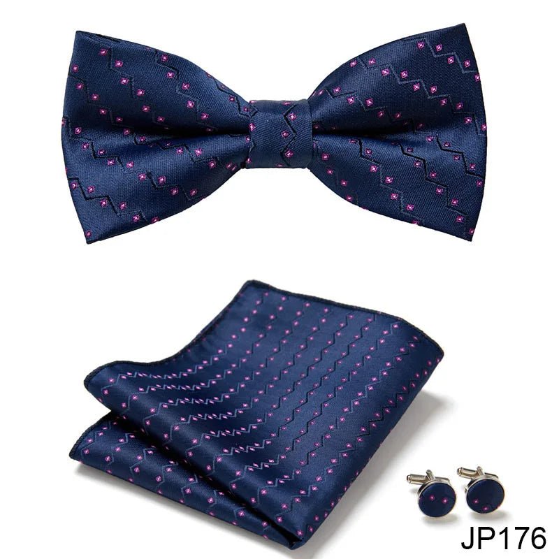Slim Tie Set Men Bow Tie And Pocket Square Bowtie Necktie Cravate Handkerchief Man Corbatas Hombre Pajarita Fit Wedding - Luzilly Bridal & Apparel