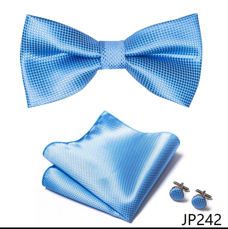 Slim Tie Set Men Bow Tie And Pocket Square Bowtie Necktie Cravate Handkerchief Man Corbatas Hombre Pajarita Fit Wedding - Luzilly Bridal & Apparel