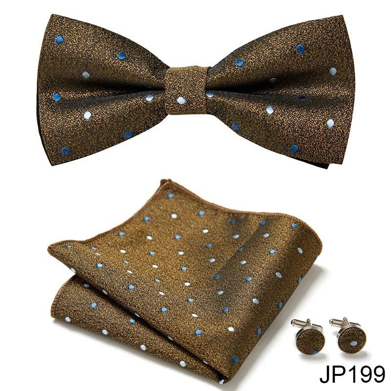 Slim Tie Set Men Bow Tie And Pocket Square Bowtie Necktie Cravate Handkerchief Man Corbatas Hombre Pajarita Fit Wedding - Luzilly Bridal & Apparel