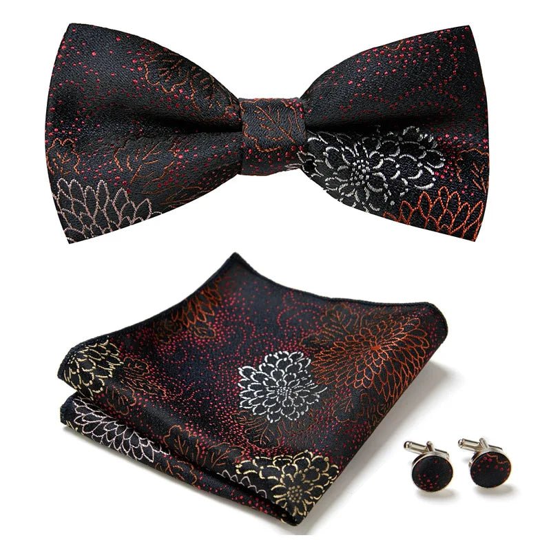 Slim Tie Set Men Bow Tie And Pocket Square Bowtie Necktie Cravate Handkerchief Man Corbatas Hombre Pajarita Fit Wedding - Luzilly Bridal & Apparel