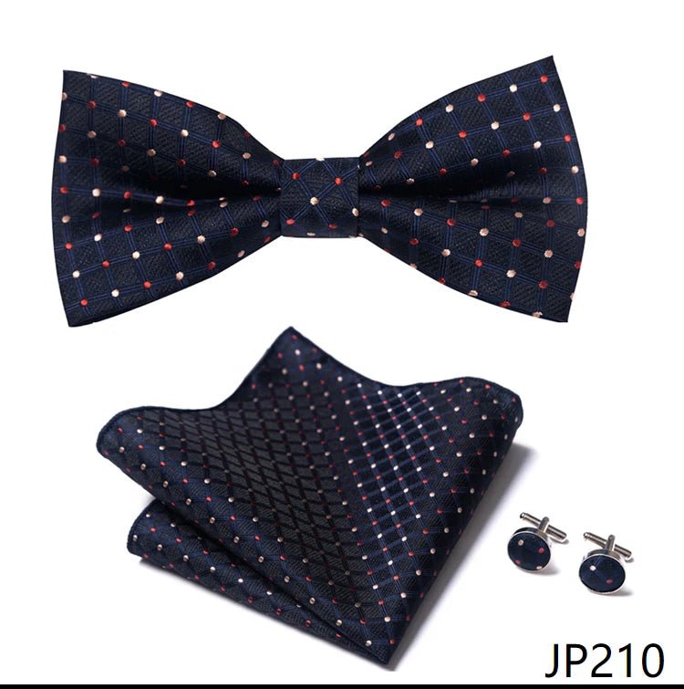 Slim Tie Set Men Bow Tie And Pocket Square Bowtie Necktie Cravate Handkerchief Man Corbatas Hombre Pajarita Fit Wedding - Luzilly Bridal & Apparel