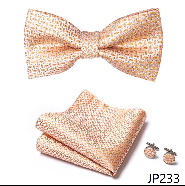 Slim Tie Set Men Bow Tie And Pocket Square Bowtie Necktie Cravate Handkerchief Man Corbatas Hombre Pajarita Fit Wedding - Luzilly Bridal & Apparel