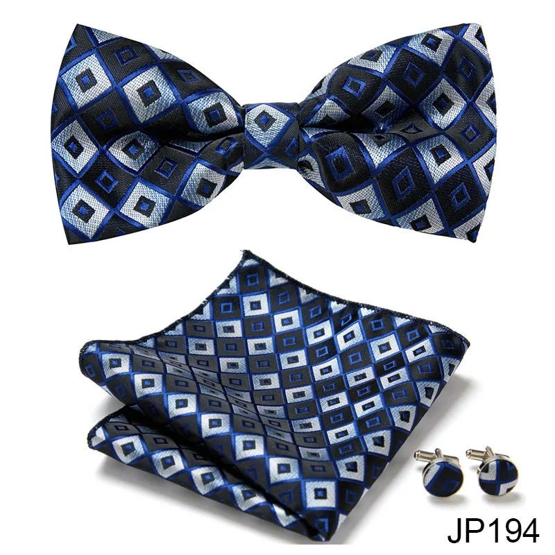 Slim Tie Set Men Bow Tie And Pocket Square Bowtie Necktie Cravate Handkerchief Man Corbatas Hombre Pajarita Fit Wedding - Luzilly Bridal & Apparel
