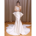 Satin Mermaid Wedding Dress with Train