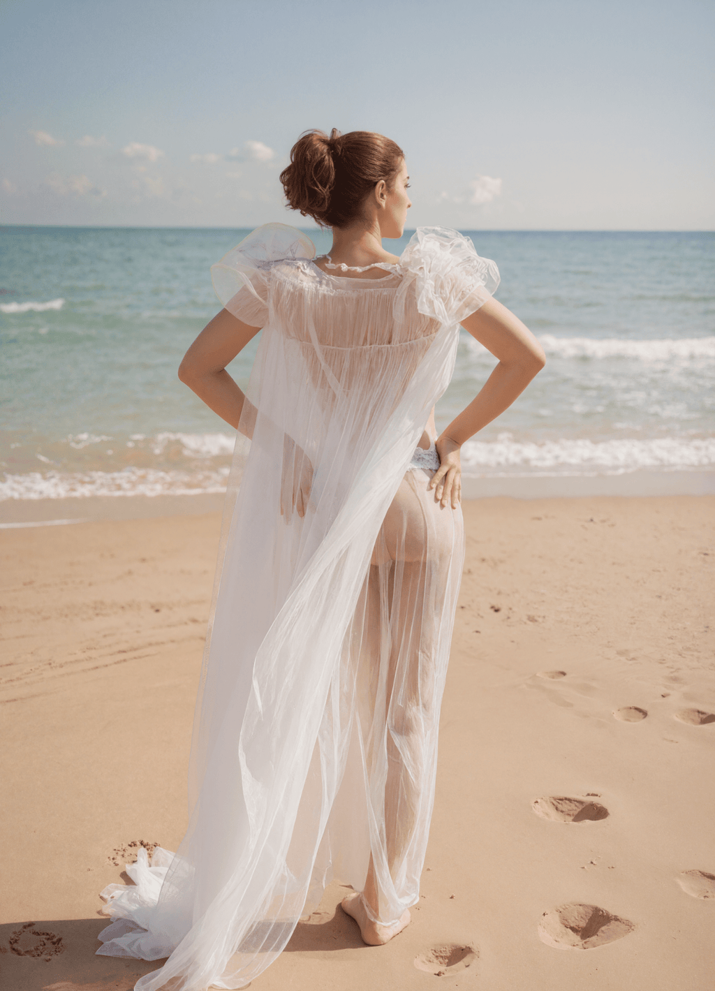 Soft Sparkling Tulle Lace Hem Robe Lingerie Set - Luzilly Bridal & Apparel