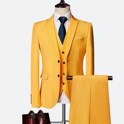 Solid Color 3-Piece Suit for Men - Luzilly Bridal & Apparel